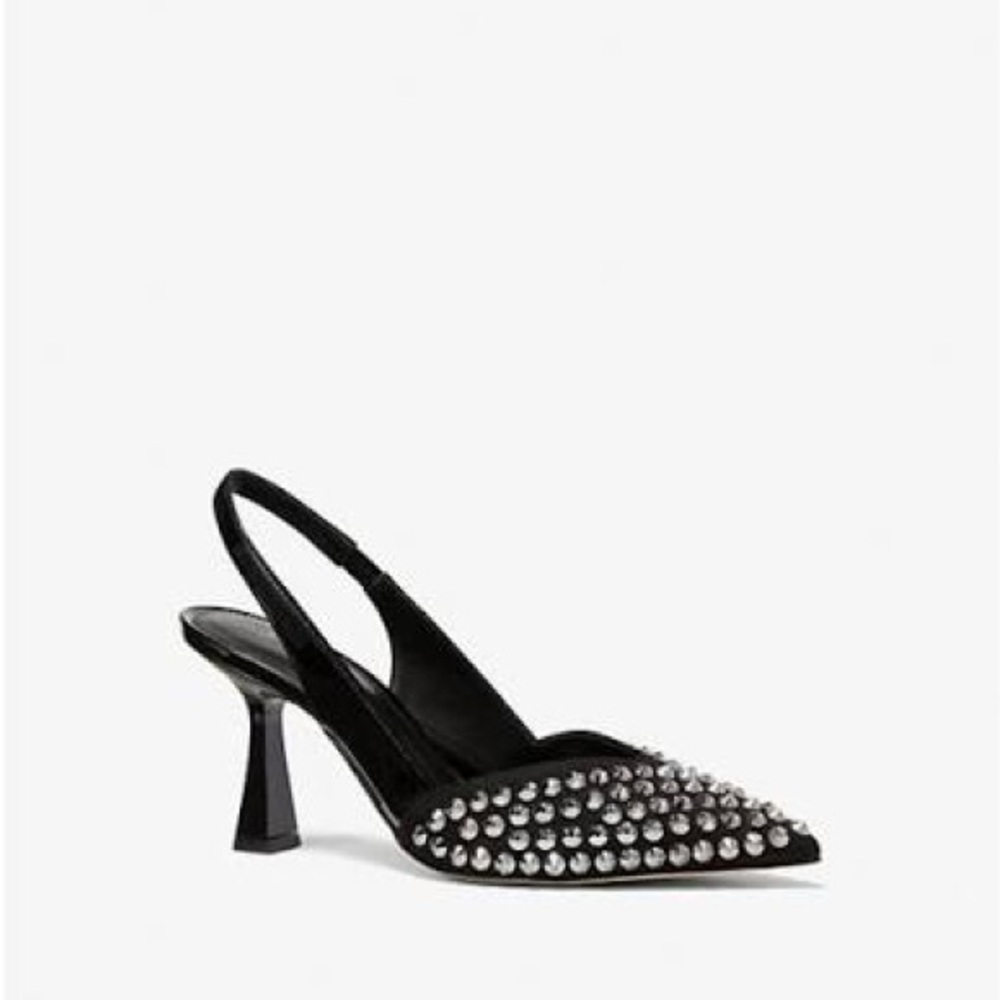 Michael Kors Chelsea Embellished Faux Suede and Patent Pump